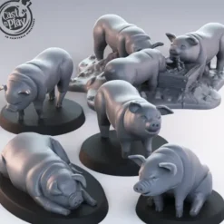 Miniature<Pigs - Miniature Marvels: Airplane Models & Painted Dice