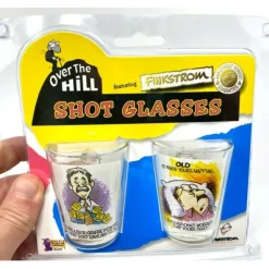Egpull<2pk Funny Shot Glass Gift Set "Over The Hill" Novelty GaG Prank Joke Retirement - Miniature Marvels: Airplane Models & Painted Dice