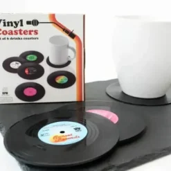 Egpull<6pk Music Vinyl Record Cup Coaster Glass Drink Holder Place Mat Tableware Home - Miniature Marvels: Airplane Models & Painted Dice
