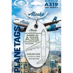 Airplane Model*Plane Tags Alaska Airlines Airbus A319 N522VA (White) - Miniature Marvels: Airplane Models & Painted Dice