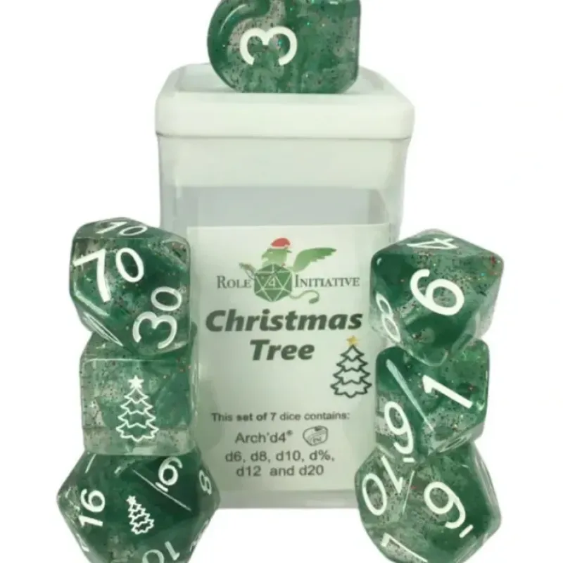 Dice<Polyhedral Dice: Holidice - Sets of 7 w/ Arch'd4 (Christmas Tree) R4I 50902-7C - Miniature Marvels: Airplane Models & Painted Dice