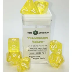 Dice<Polyhedral Dice: Translucent Yellow - Set of 7 R4I 50118-7B - Miniature Marvels: Airplane Models & Painted Dice