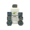Dice<Polyhedral Dice: Translucent Black (Smoke) with Light Blue Numbers - Set of 7 R4I 50105-7B - Miniature Marvels: Airplane Models & Painted Dice