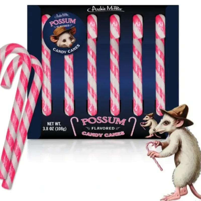 Egpull<POSSUM Flavored Candy Canes - NASTY! Gag Prank Joke Christmas - Archie McPhee - Miniature Marvels: Airplane Models & Painted Dice