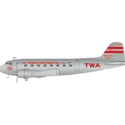 Airplane Model*Pre-Order Gemini Jets G2TWA314 1:200 TWA (Transcontinental & Western Air) DC-3 NC1943 (polished) - Miniature Marvels: Airplane Models & Painted Dice