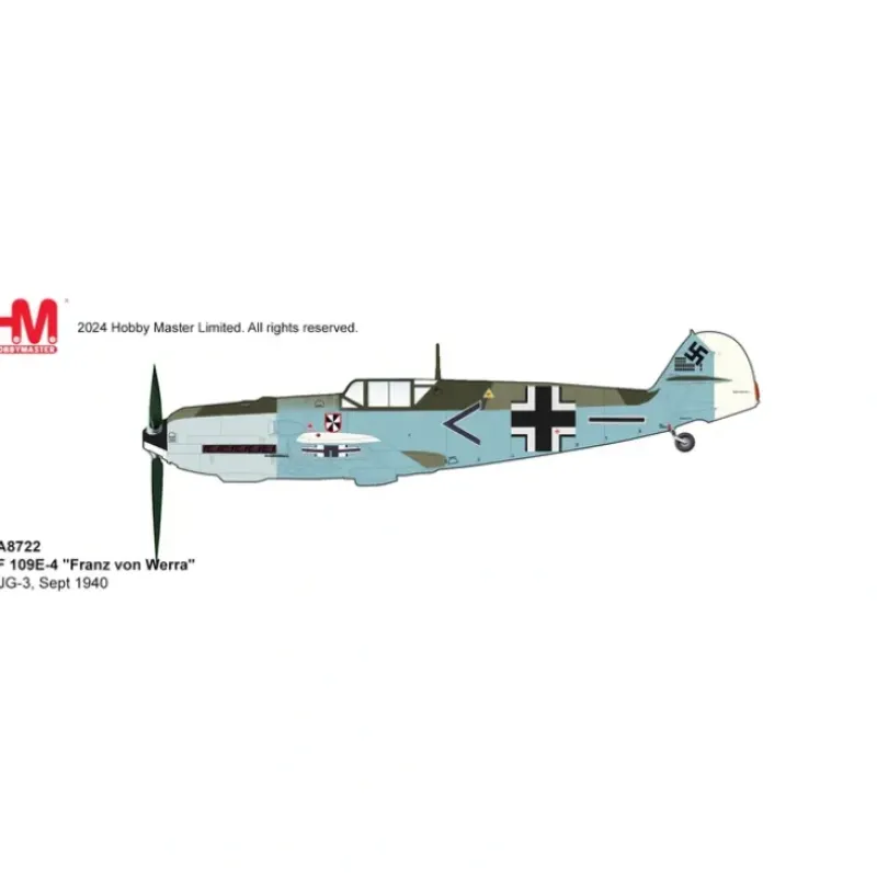 Airplane Model*Pre-Order Hobby Master HA8722 1:48 BF 109E-4 "Franz von Werra" II/JG-3, Sept 1940 - Miniature Marvels: Airplane Models & Painted Dice