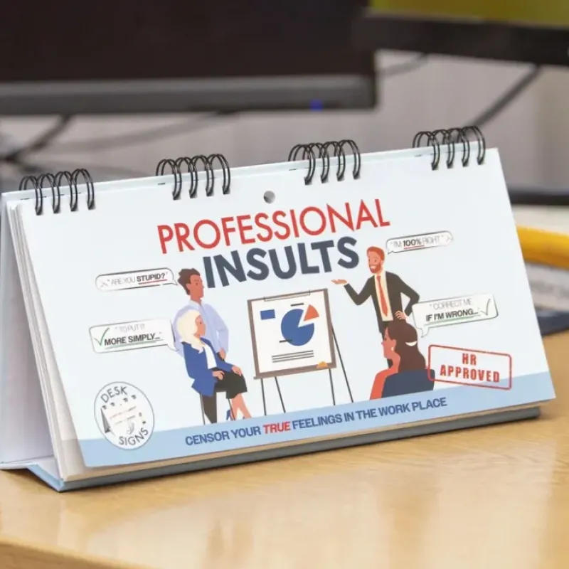 Egpull<Professional Insults - Desk Spiral Flip Book - Funny Office Message Table Signs - Miniature Marvels: Airplane Models & Painted Dice