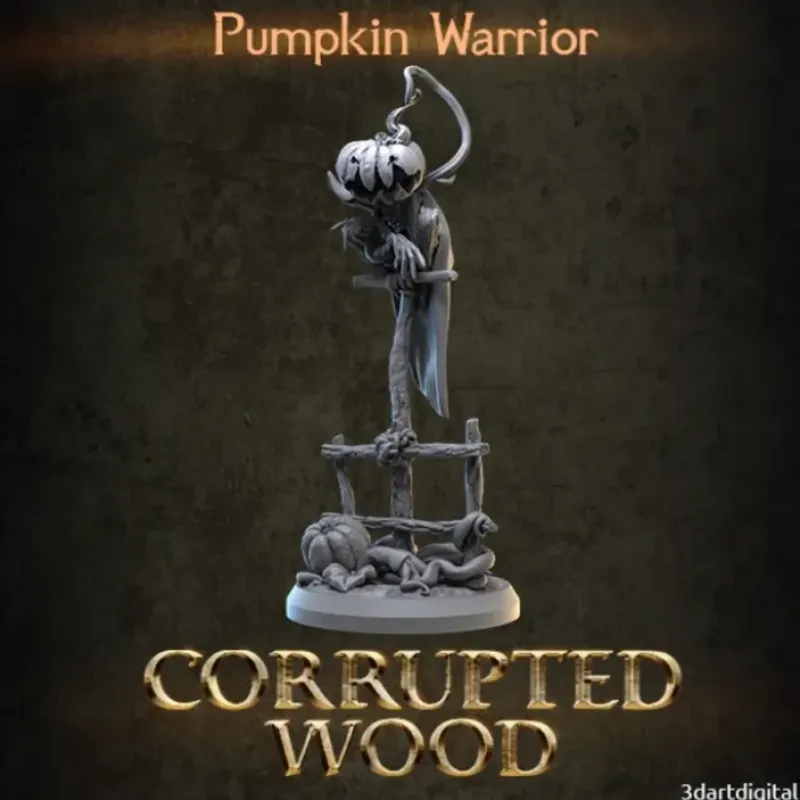 Miniature<Pumpkin Warrior, Pearched - Miniature Marvels: Airplane Models & Painted Dice