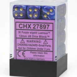 Dice<Purple / Gold: Lustrous 36d6 12mm Dice Block CHX 27897 - Miniature Marvels: Airplane Models & Painted Dice