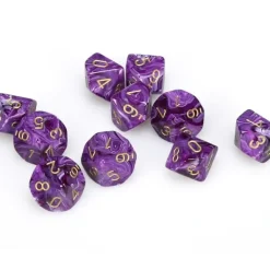 Dice<Purple / Gold: Vortex d10 Dice Set (10's) CHX 27237 - Miniature Marvels: Airplane Models & Painted Dice