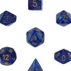 Dice<Purple with Gold: Lustrous Polyhedral Dice Set (7's) CHX 27497 - Miniature Marvels: Airplane Models & Painted Dice