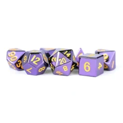 Dice<Purple with Gold Numbers 16mm Polyhedral Dice Set MET 013 - Miniature Marvels: Airplane Models & Painted Dice