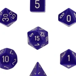 Dice<Purple with White: Opaque Polyhedral Dice Set (7's) CHX 25407 - Miniature Marvels: Airplane Models & Painted Dice