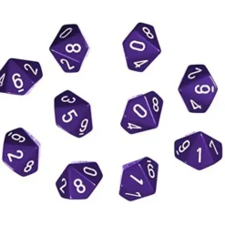 Dice<Purple with White: Opaque d10 Dice Set (10's) CHX 26207 - Miniature Marvels: Airplane Models & Painted Dice