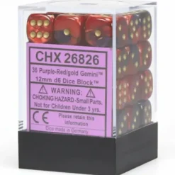 Dice<Purple-Red / Gold: Gemini 36d6 12mm Dice Block CHX 26826 - Miniature Marvels: Airplane Models & Painted Dice