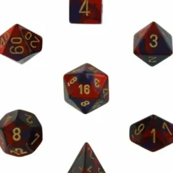 Dice<Purple-Red / Gold: Gemini Polyhedral Dice Set (7's) CHX 26426 - Miniature Marvels: Airplane Models & Painted Dice