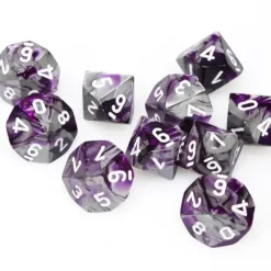 Dice<Purple-Steel / White: Gemini d10 Dice Set (10's) CHX 26232 - Miniature Marvels: Airplane Models & Painted Dice