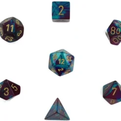 Dice<Purple-Teal / Gold: Gemini Polyhedral Dice Set (7's) CHX 26449 - Miniature Marvels: Airplane Models & Painted Dice
