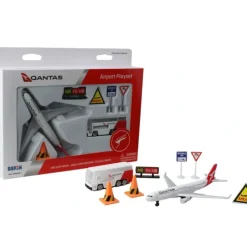 Airplane Model<Qantas Airport Playset - Miniature Marvels: Airplane Models & Painted Dice