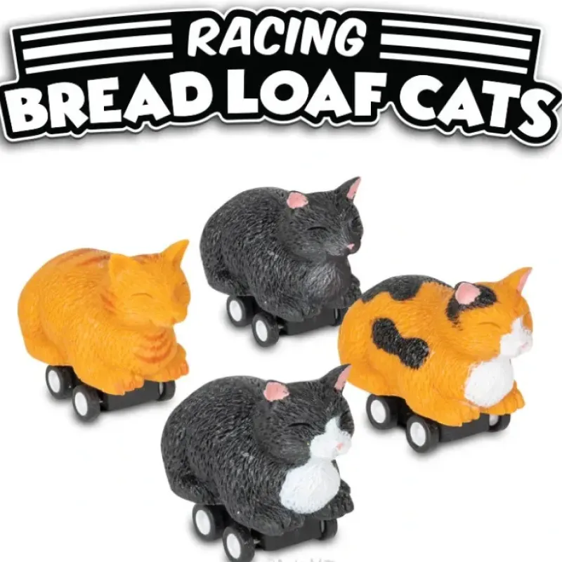 Egpull<Racing Bread Loaf Cats (set of 4) Funny Pull Back Kitty Cat Toys - Archie McPhee - Miniature Marvels: Airplane Models & Painted Dice