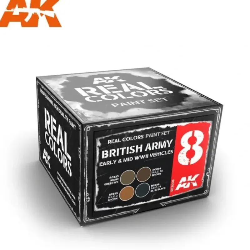 Paint<Real Colors: British Army Early 6 & Mid WWII Vehicles Set LTG AK-RCS008 - Miniature Marvels: Airplane Models & Painted Dice