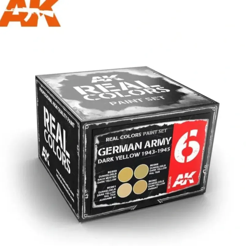 Paint<Real Colors: German Army Dark Yellow 1943-1945 Set LTG AK-RCS006 - Miniature Marvels: Airplane Models & Painted Dice