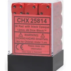 Dice<Red / Black: Opaque 36d6 12mm Dice Block CHX 25814 - Miniature Marvels: Airplane Models & Painted Dice