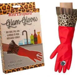 Egpull<RED LEOPARD Luxury Diamond Glam Latex Gloves Household Washing Cleaning Kitchen - Miniature Marvels: Airplane Models & Painted Dice