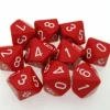Dice<Red with White: Opaque d10 Dice Set (10's) CHX 26204 - Miniature Marvels: Airplane Models & Painted Dice