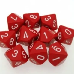 Dice<Red with White: Opaque d10 Dice Set (10's) CHX 26204 - Miniature Marvels: Airplane Models & Painted Dice
