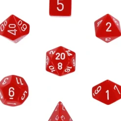 Dice<Red with White: Opaque Polyhedral Dice Set (7's) CHX 25404 - Miniature Marvels: Airplane Models & Painted Dice