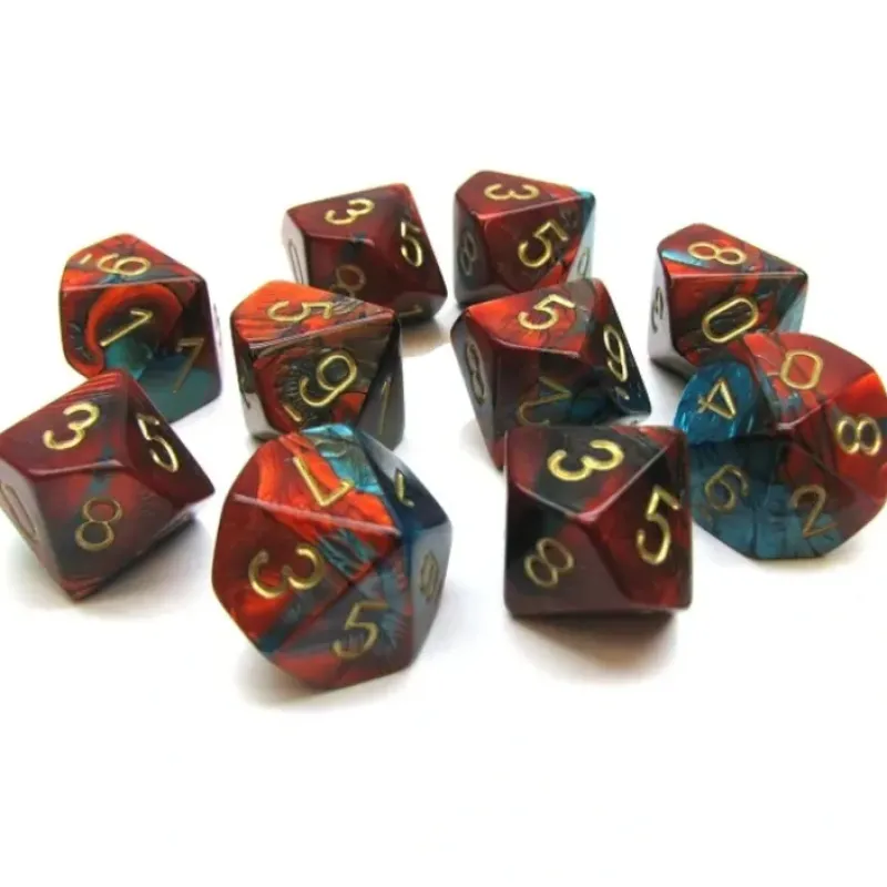 Dice<Red-Teal / Gold: Gemini d10 Dice Set (10's) CHX 26262 - Miniature Marvels: Airplane Models & Painted Dice