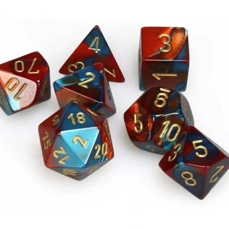 Dice<Red-Teal / Gold: Gemini Polyhedral Die Set (7's) CHX 26462 - Miniature Marvels: Airplane Models & Painted Dice