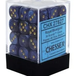 Dice<Royal Blue / Gold: Scarab 36d6 12mm Dice Block CHX 27827 - Miniature Marvels: Airplane Models & Painted Dice