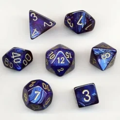 Dice<Royal Blue / Gold: Scarab Polyhedral Dice Set (7's) CHX 27427 - Miniature Marvels: Airplane Models & Painted Dice