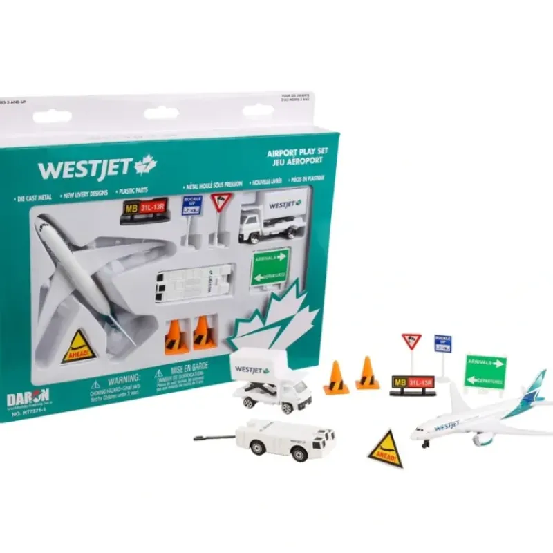 Airplane Model<RT7371-1 WESTJET AIRPORT PLAY SET NEW LIVERY - Miniature Marvels: Airplane Models & Painted Dice