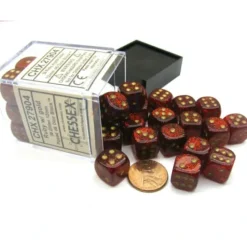 Dice<Ruby / Gold: Glitter 36d6 12mm Dice Block CHX 27904 - Miniature Marvels: Airplane Models & Painted Dice