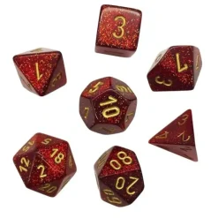 Dice<Ruby with Gold: Glitter Polyhedral Dice Set (7's) CHX 27504 - Miniature Marvels: Airplane Models & Painted Dice