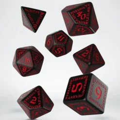 Dice<Runic Black & Red Dice Set (7) QWS SRUN06 - Miniature Marvels: Airplane Models & Painted Dice
