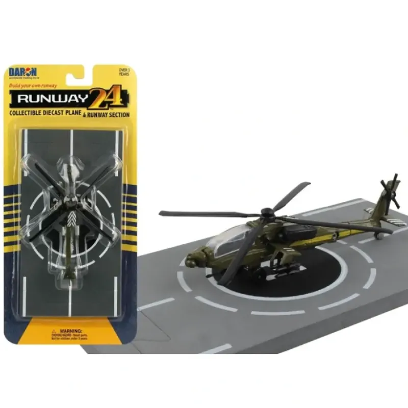 Airplane Model<Runway24 AH-64 Apache Helicopter - Miniature Marvels: Airplane Models & Painted Dice
