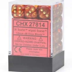 Dice<Scarlet / Gold: Scarab 36d6 12mm Dice Block CHX 27814 - Miniature Marvels: Airplane Models & Painted Dice