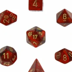 Dice<Scarlet / Gold: Scarab Polyhedral Dice Set (7's) CHX 27414 - Miniature Marvels: Airplane Models & Painted Dice