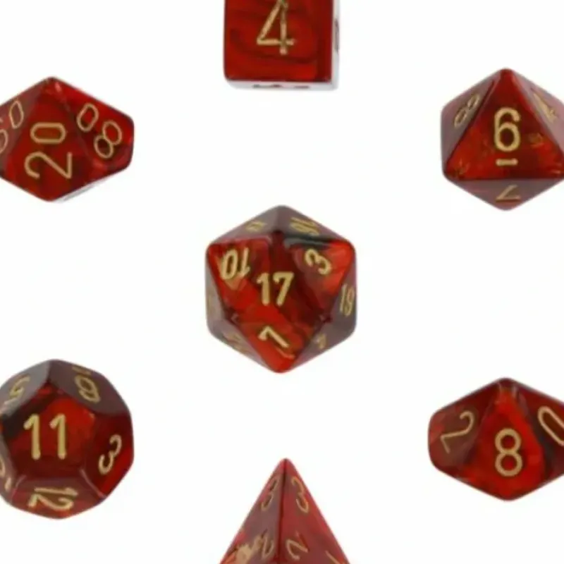 Dice<Scarlet / Gold: Scarab Polyhedral Dice Set (7's) CHX 27414 - Miniature Marvels: Airplane Models & Painted Dice