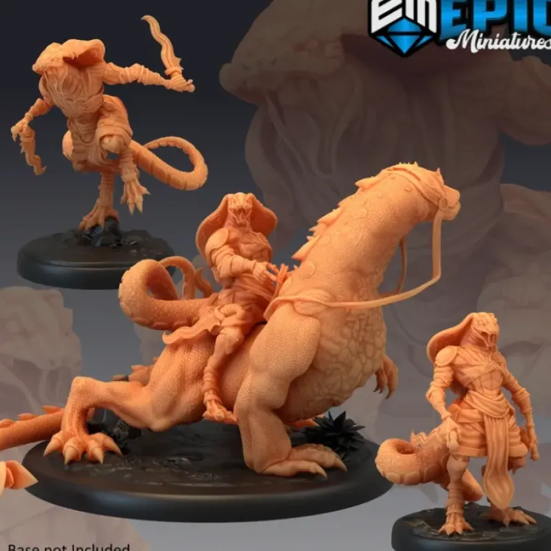 Miniature<Serpentfolk Warriors - Miniature Marvels: Airplane Models & Painted Dice
