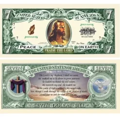 Egpull<Set of 1000 - Jesus Christ Praise The Lord Christian Religious Novelty $7 Bills - Miniature Marvels: Airplane Models & Painted Dice