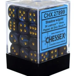 Dice<Shadow / Gold : Lustrous 36d6 12mm Dice Block CHX 27899 - Miniature Marvels: Airplane Models & Painted Dice