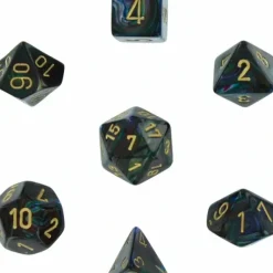 Dice<Shadow / Gold: Lustrous Polyhedral Dice Set (7's) CHX 27499 - Miniature Marvels: Airplane Models & Painted Dice