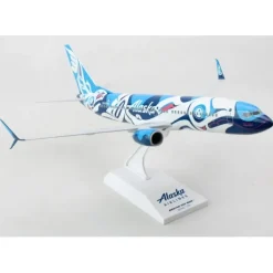 Airplane Model<SkyMarks SKR1136 1:130 ALASKA 737-800 "SALMON PEOPLE" - Miniature Marvels: Airplane Models & Painted Dice