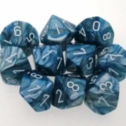 Dice<Slate / White: Lustrous d10 Dice Set (10's) CHX 27290 - Miniature Marvels: Airplane Models & Painted Dice
