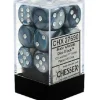 Dice<Slate / White: Lustrous 12d6 16mm Dice Set CHX 27690 - Miniature Marvels: Airplane Models & Painted Dice